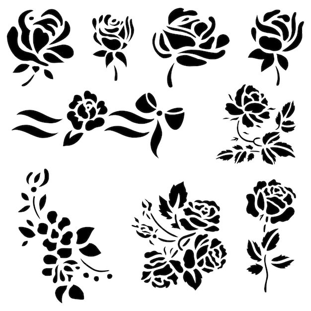 Vector flower art black vectos