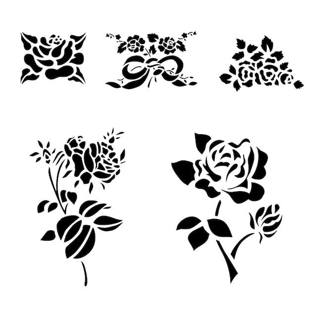 Flower art black vectos