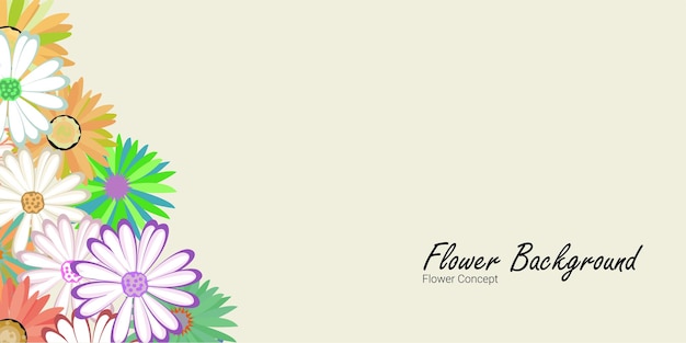 flower background with beautiful colorful flowers. Spring with empty space on the top edge