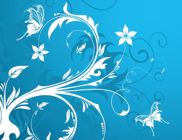 Flower background with butterfly element for design vector illustration