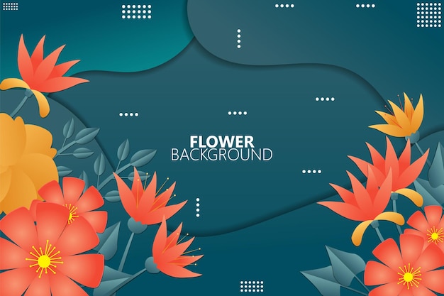 Flower background with paper cut style