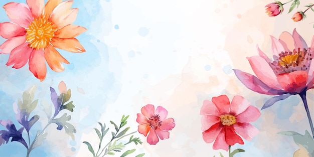 Flower background with a watercolor effect