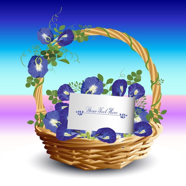 flower in basket With card