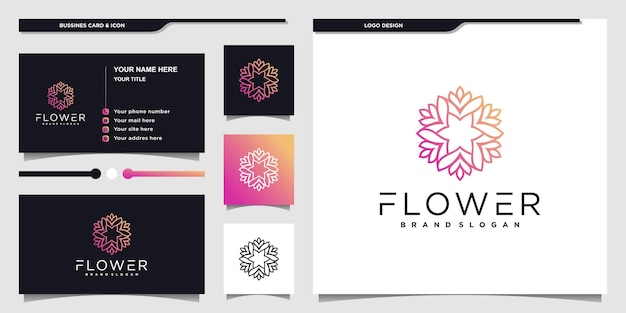 Flower beauty logo and business card design for beauty salon premium vector