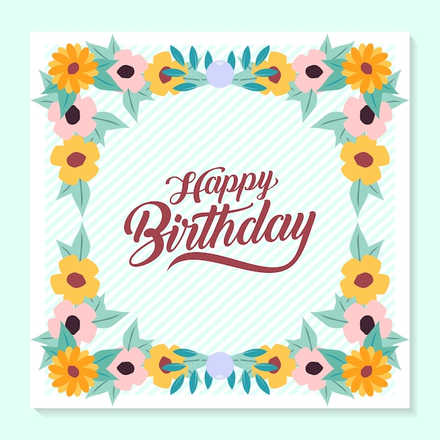 Vector flower birthday greeting card