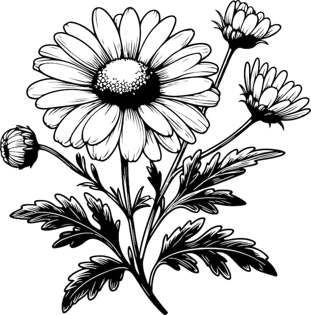 Flower black outline vector illustration Coloring book page