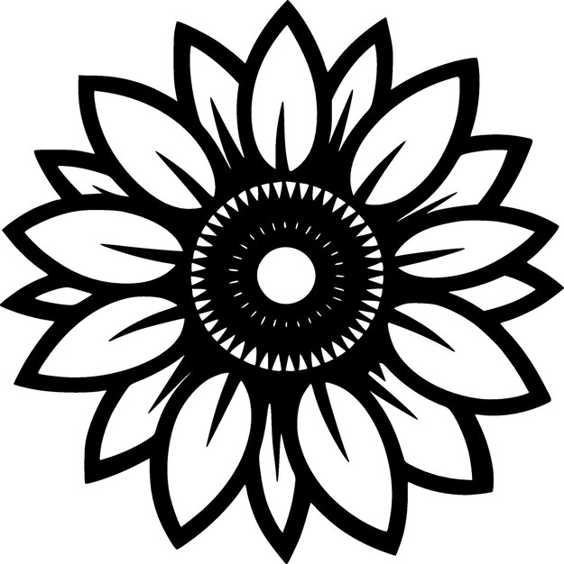 Flower Black and White Isolated Icon Vector illustration