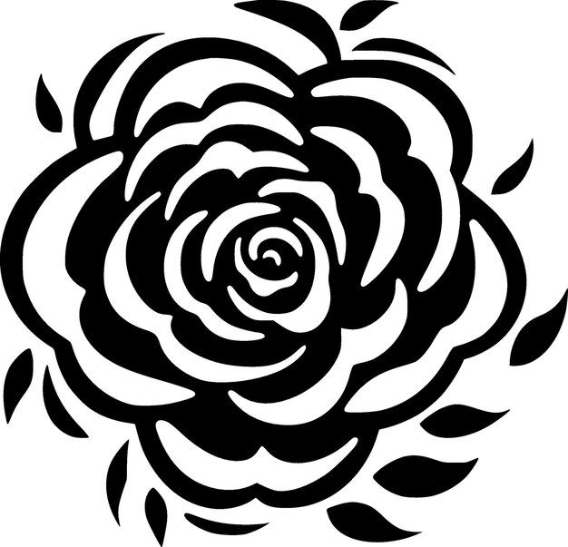 Flower Black and White Isolated Icon Vector illustration