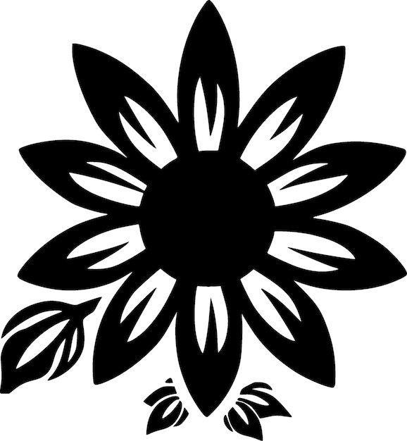 Flower Black and White Isolated Icon Vector illustration