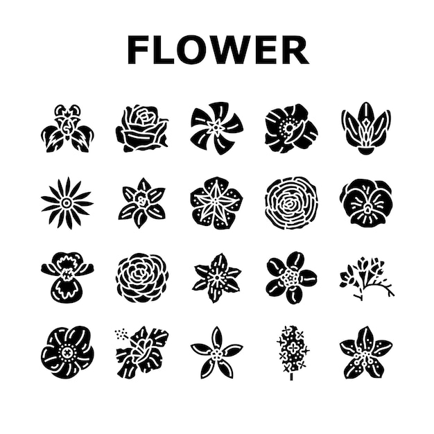 Flower blossom spring icons set vector