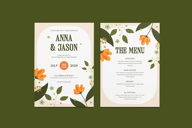 flower bloy wedding invitation template