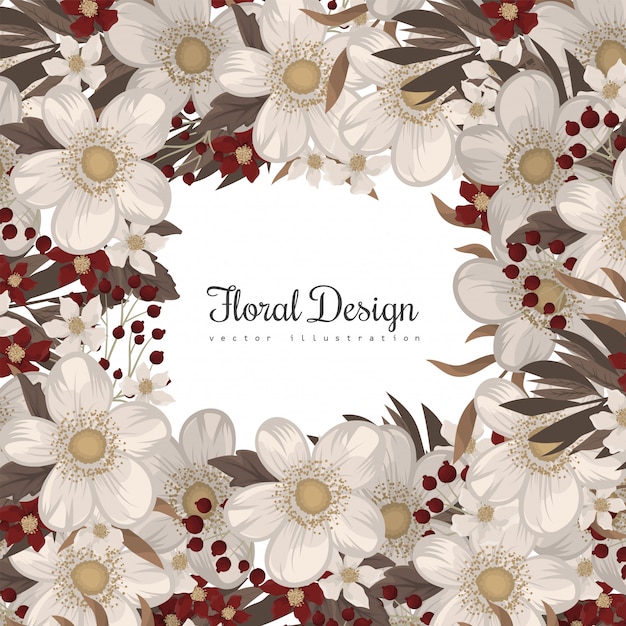 Flower border drawing  red frame