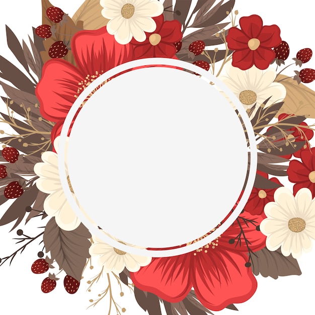 Flower border drawing - red frame