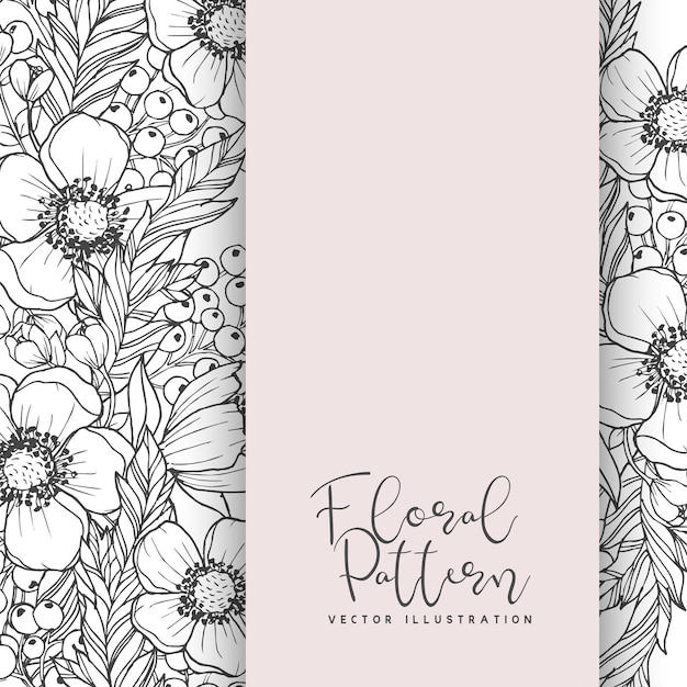 Flower border drawing white and black