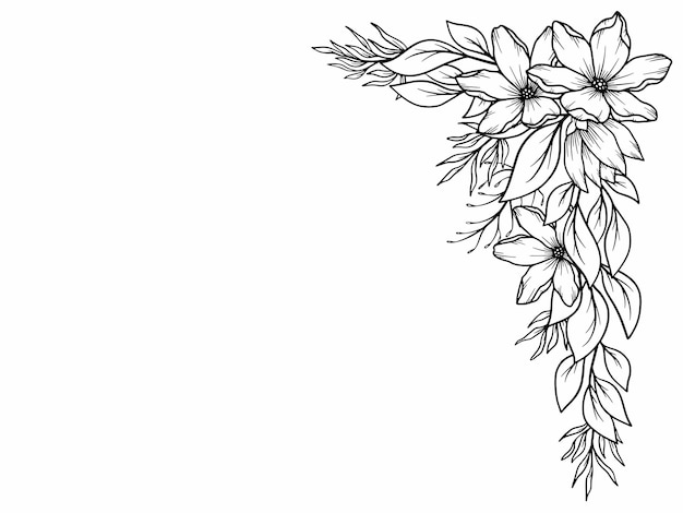 Vector flower border line art illustration