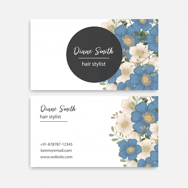 Flower border template - blue flowers