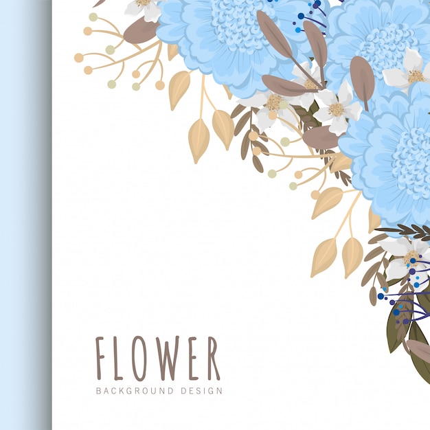 Flower border template light blue flowers