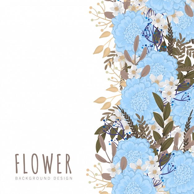 Flower border template  light blue flowers