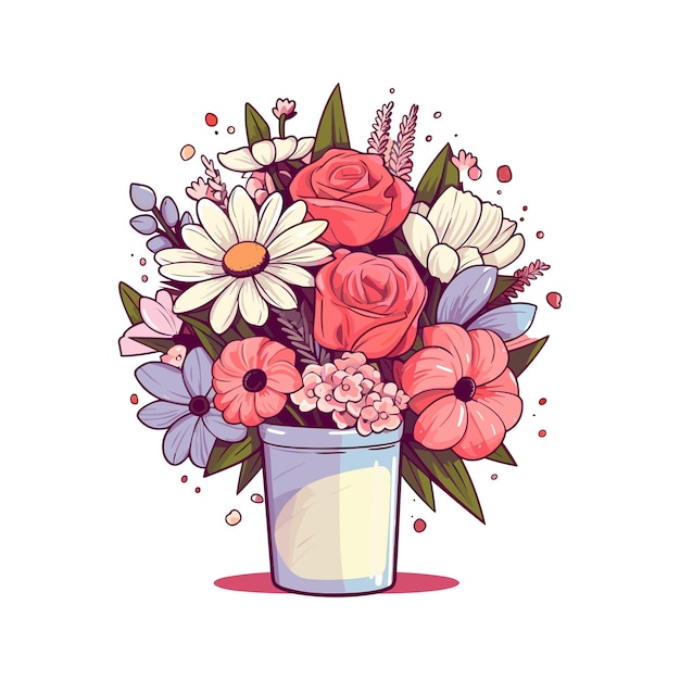 Vettore bouquet di fiori clipart sfondo bianco