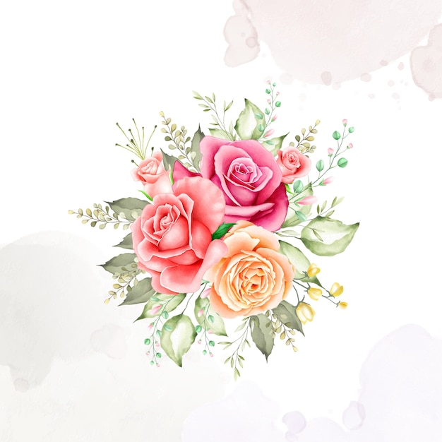 Vector flower bouquet frame watercolor collection