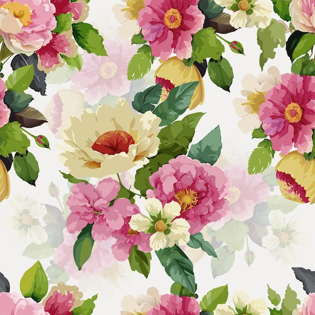 Vector flower bouquet seamless pattern