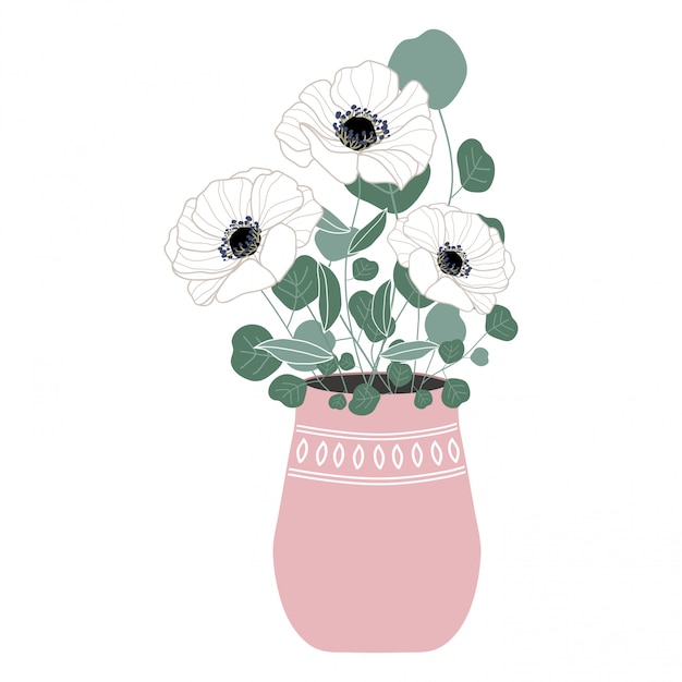 Illustrazione di vaso bouquet di fiori