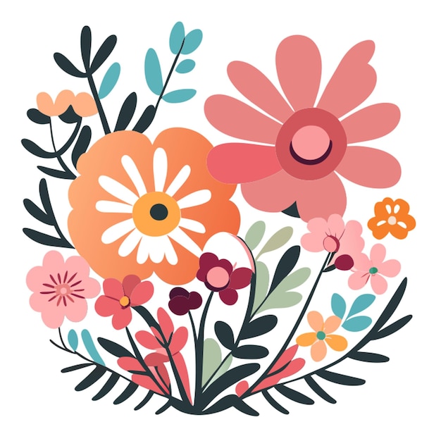 Vector flower bouquets doodle simple