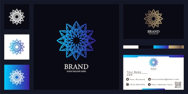 Flower, boutique or ornament luxury logo template design with business card.