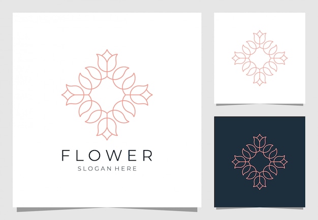 Bocciolo di fiore con design logo foglia