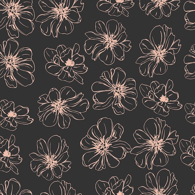 Flower buds botanical vector seamless pattern