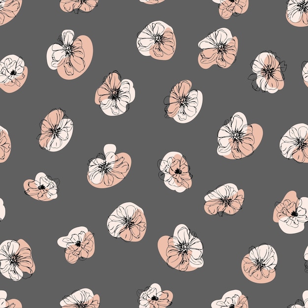 Flower buds botanical vector seamless pattern