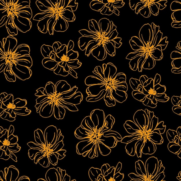 Flower buds botanical vector seamless pattern