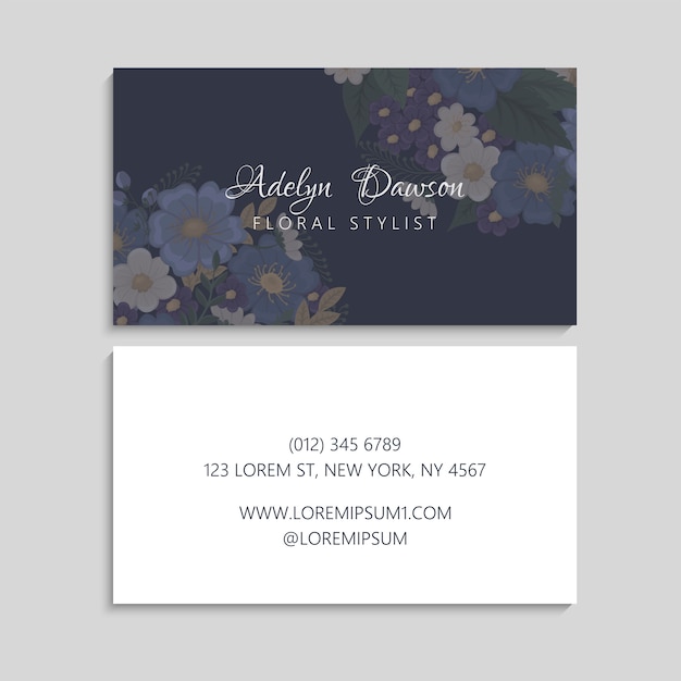 Flower business cards blue