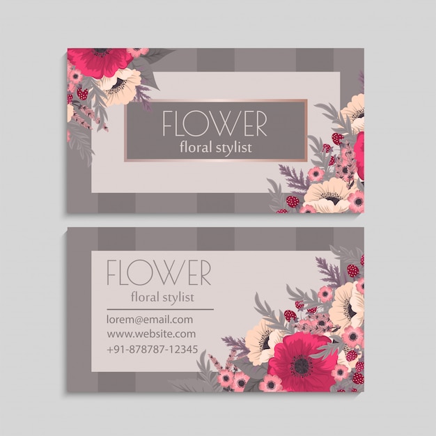 Flower business cards hot pink