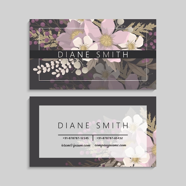 Vector flower business cards mint green