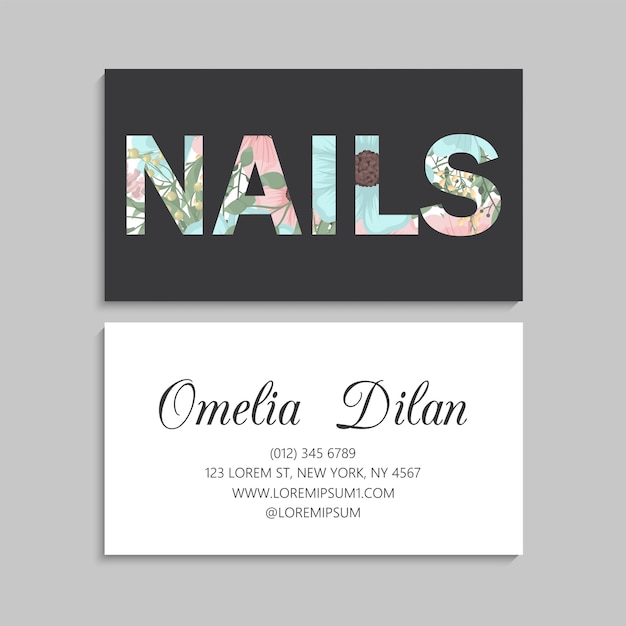 Flower business cards mint green