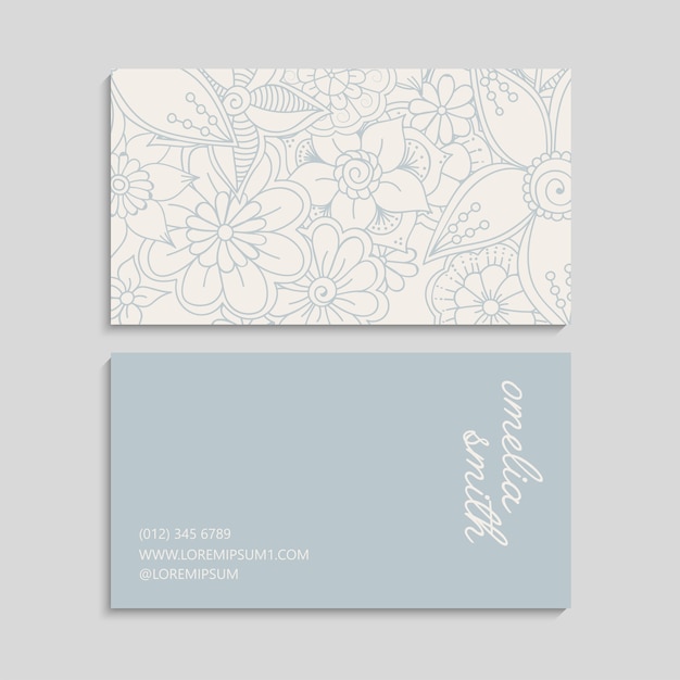 Vector flower business cards pastel flowers
