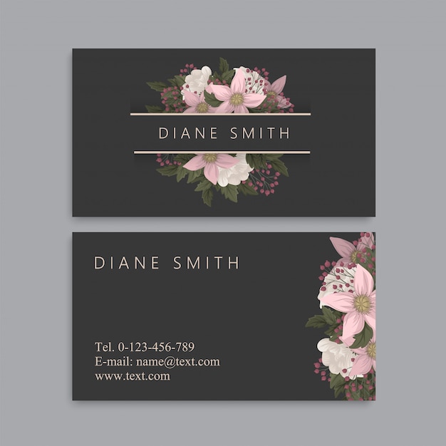 Flower business cards pink flowers