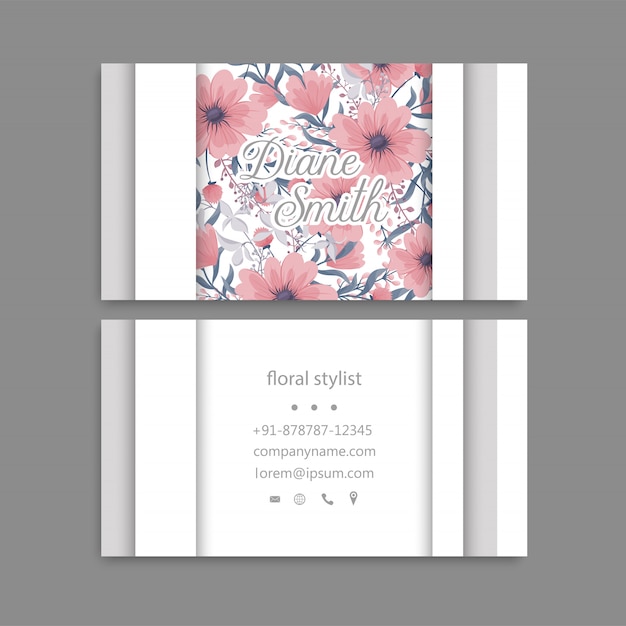 Цветочные визитки розовые цветы