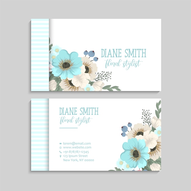 Flower business cards pink flowers