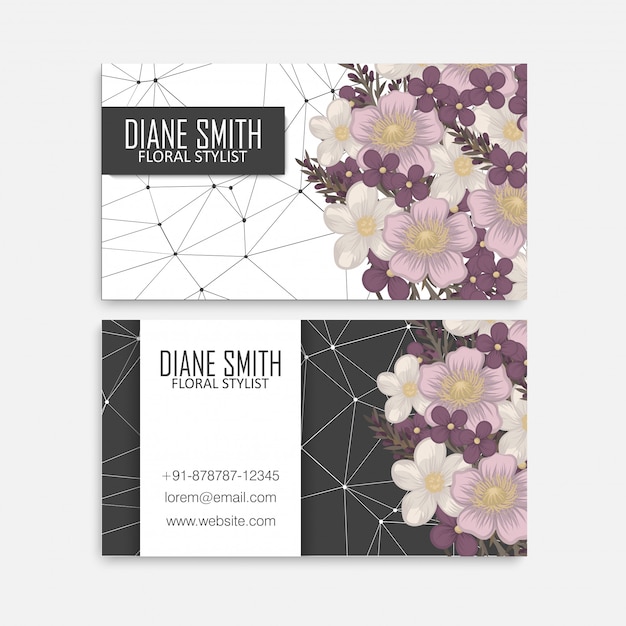 Flower business cards pink flowers