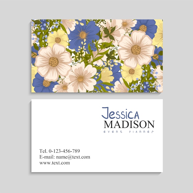 Flower business cards pink flowers