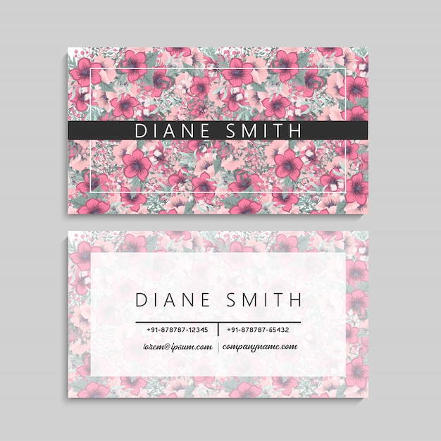 Flower business cards pink flowers