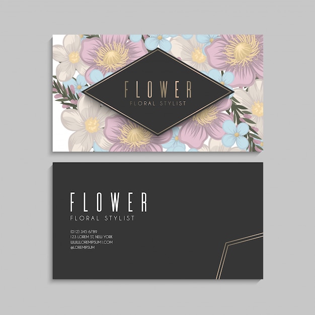 Flower business cards pink flowers