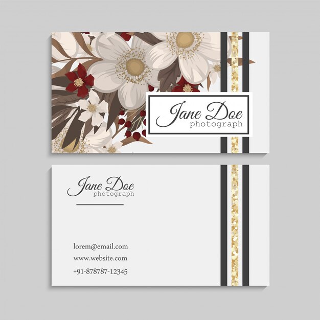 Vector flower business cards red flowers