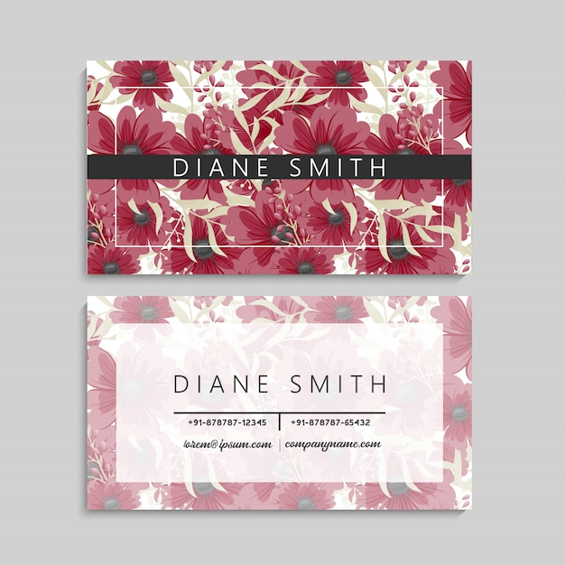 Flower business cards red flowers