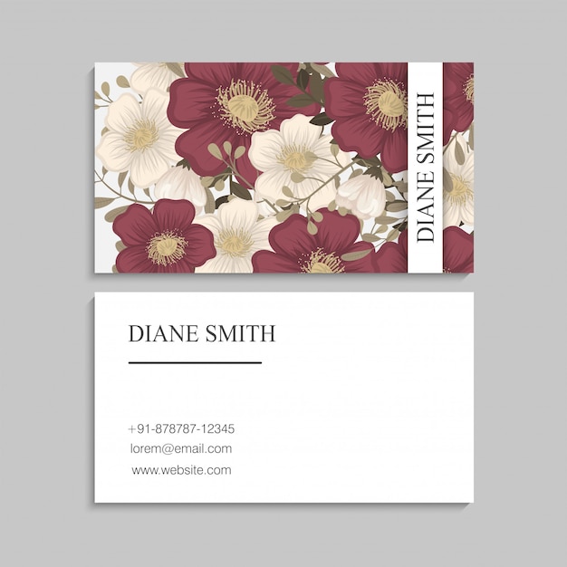 Flower business cards red flowers