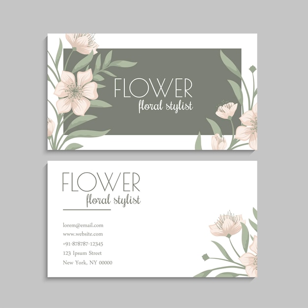 Vector flower business cards template