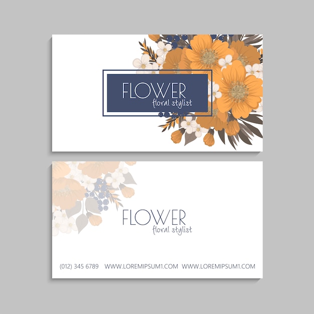 Flower business cards yellow flowers