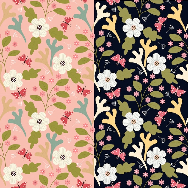 Seamless pattern di fiori e farfalle